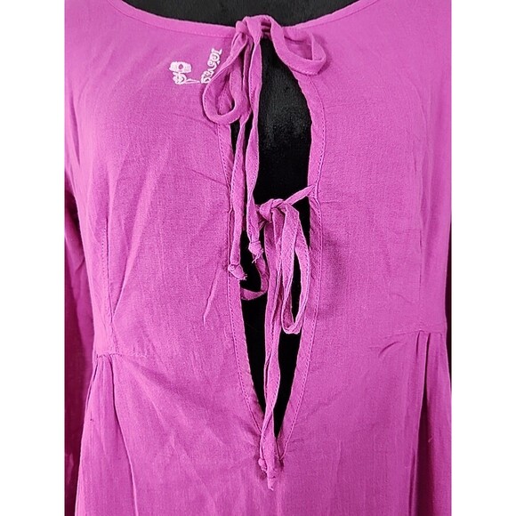 New - Diesel Dampi Dress XL Tie Front Tunic 100% Cotton Purple Boho Flare Wrist - Picture 15 of 16